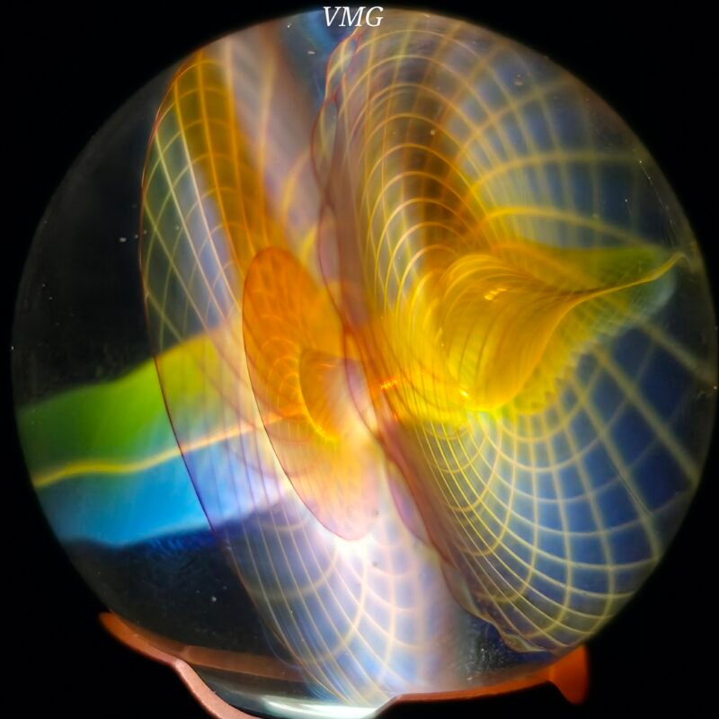 M Gong Signed Marble "Double Saucer" 1.23in