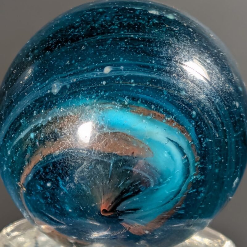Greiner Faceted Pontil Ocean Blue & Ox .84 Mint(-) 9.4