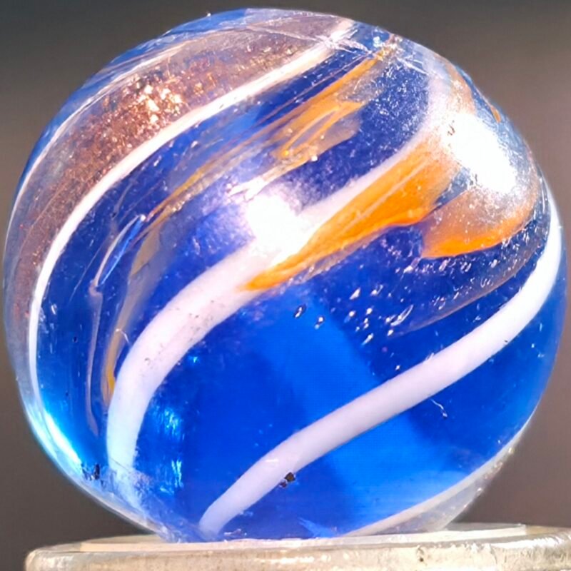 German Blue Glass Lutz W/ Red .63 Mint 9.7