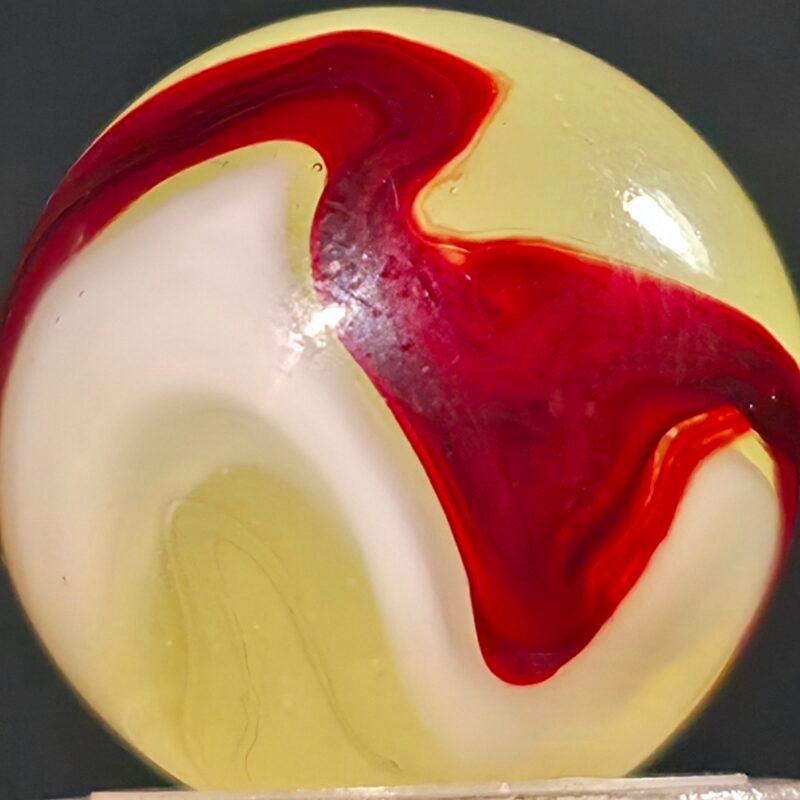 Akro Lemonade Oxblood W/ Thick White .63 Gem 9.9